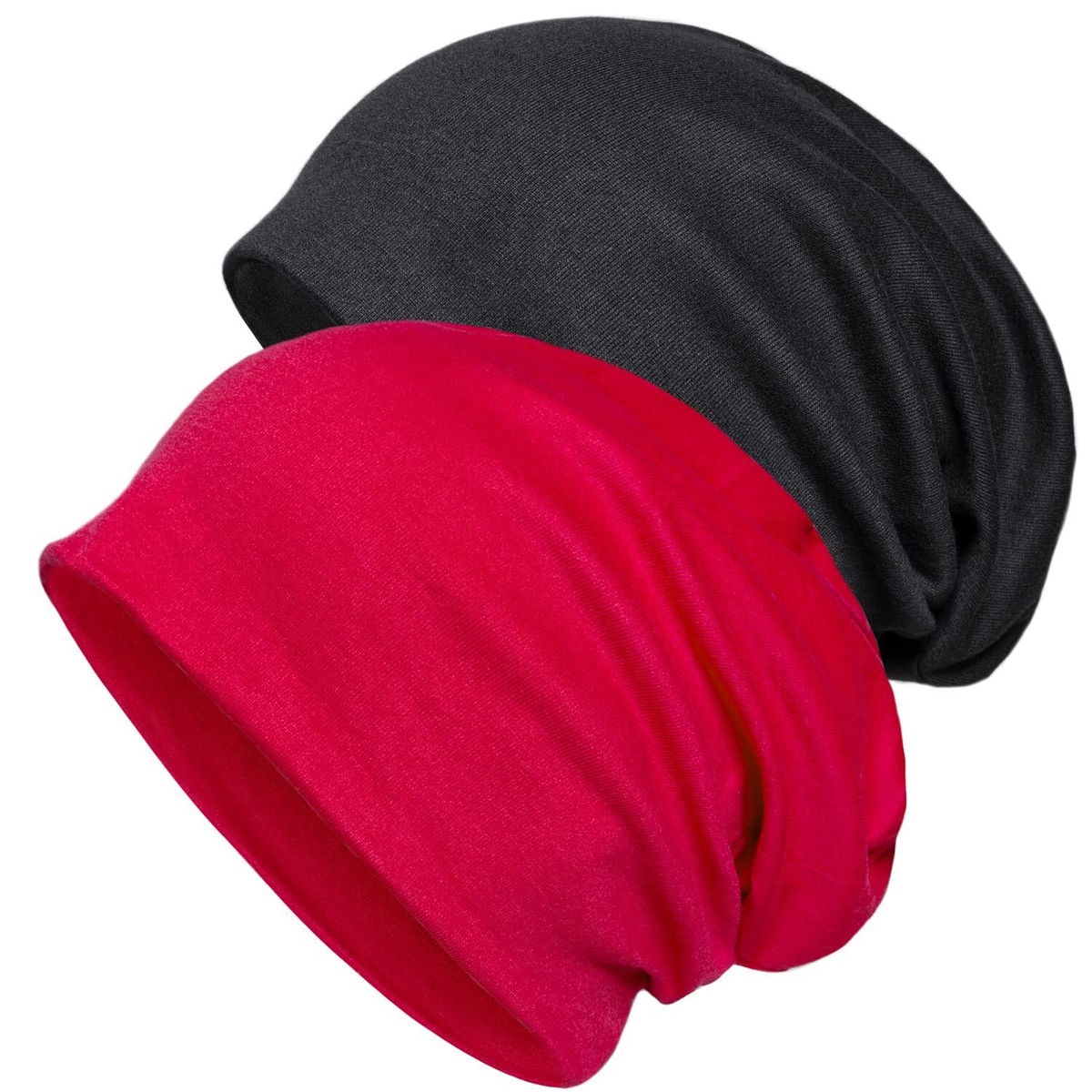 2er Set Beanie Mützen - Baumwolle Slouchy Beanie