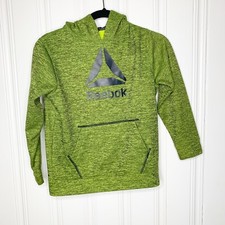 Reebok Sweater Hoodie Boys Small Green Sweatshirt Kangaroo Pocket