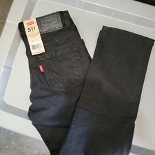 Levis Boys 511 Black Slim Adjustable Waistband Stretch Straight Leg Jeans Size 7