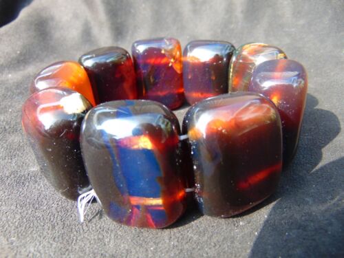 168 gr 9 pcs Bangle Mushroom Inclusion Indonesia Red Blue Amber AR3 - Picture 1 of 8