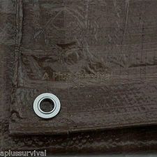 Brown Tarp 8' x 10' with Grommets Camping Emergency Survival Shelter Snow Rain