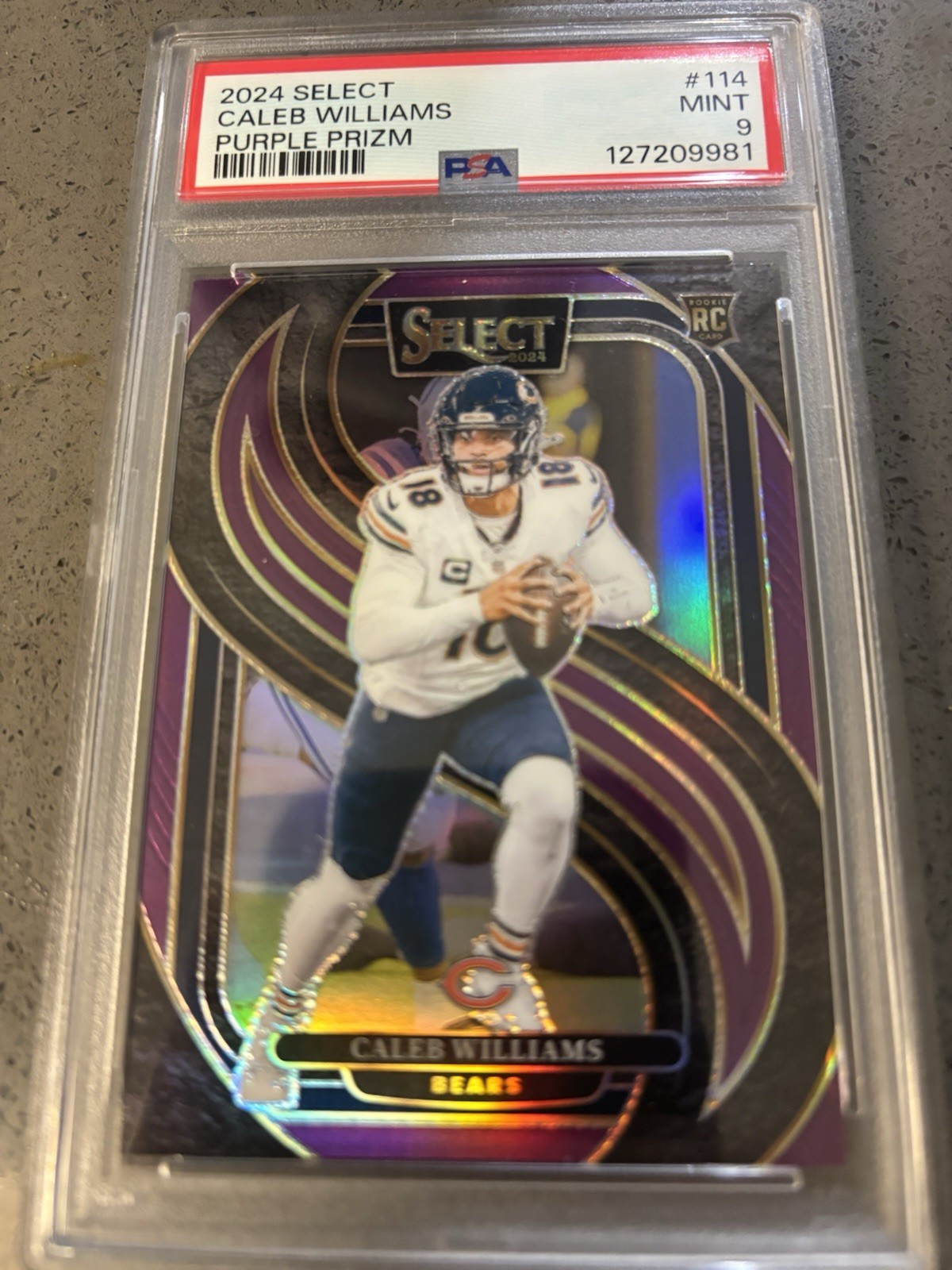 2024 Panini Select - Premier Level Caleb Williams #114 Purple Prizm /75 (RC)
