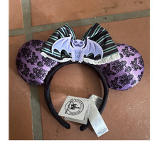 Disney Parks Haunted Mansion Minnie Mouse Ears Headband Purple Black Green