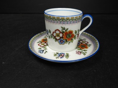 Vintage Aynsley Staffordshire Bone China Demitasse Tasse & Untertasse Blumen Schmetterling