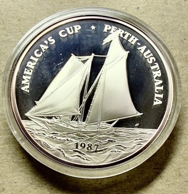🔥 Samoa 5 oz Silver Proof, 1987 $25 America's Cup, Perth