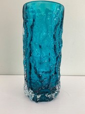 Whitefriars Glass - Blue Bark Vase 19cm - Geoffrey Baxter 1960s