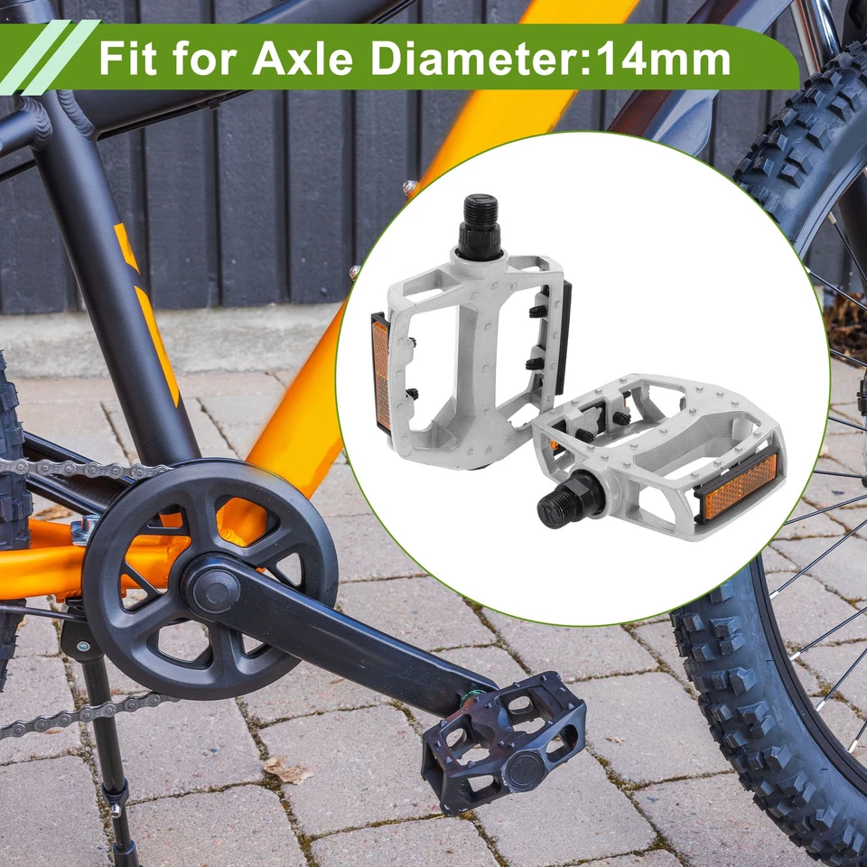 Pedal aluminio con tiras reflectantes plata 14mm 1 par para bicicleta - Imagen 2 de 4