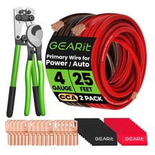 4 Gauge Cca Ground Wire Kit - 25ft Redblack With Tools Accessories
