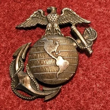 WWII USMC Eagle Globe Anchor EGA Pin H.J. Sterling Silver Marine Officer Badge