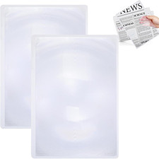 2 Pcs Page Magnifying Sheet 3X Full Page Magnifier for Reading, Flat