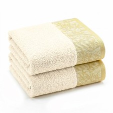 Superior Floral Jaquard Cotton Bath Towels, 2pc Body Towel Set, Ivory