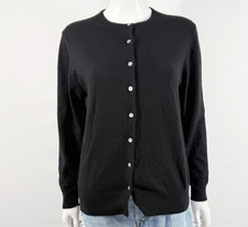 Sutton Studio Black 100% Cashmere Cardigan Size M Casual Preppy Long Sleeve