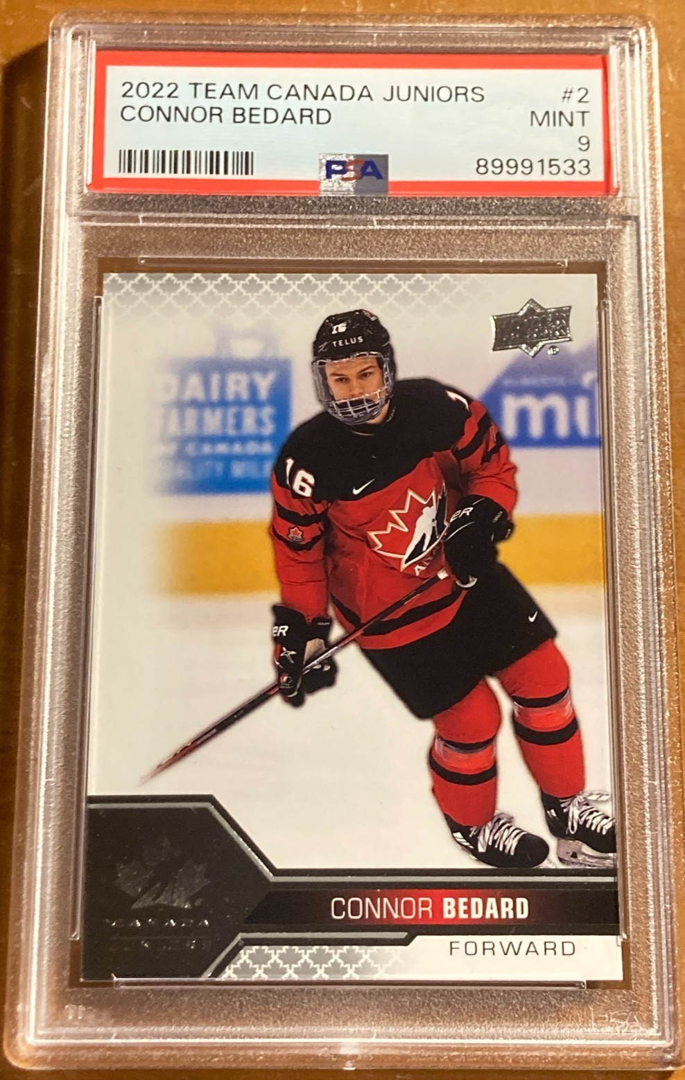 2022-23 Upper Deck Team Canada Juniors Connor Bedard #2 PSA 9 MINT view 1
