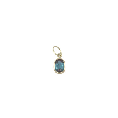 Alexandrit (Laborgefertigt) Charm 6x4 Oval Handgefertigt In 14K Gelbgold