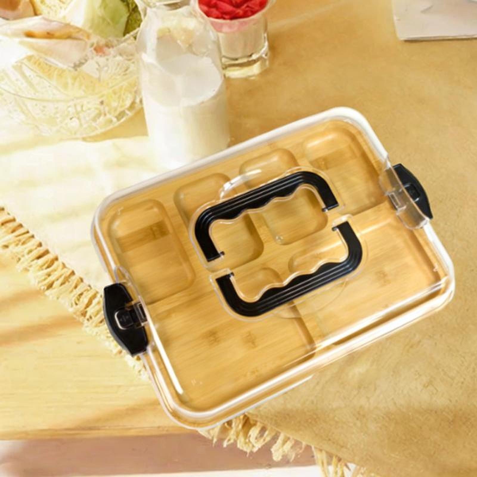 Bamboo Cheese Board with Compartments for Snacks Parties Weddings Home Use