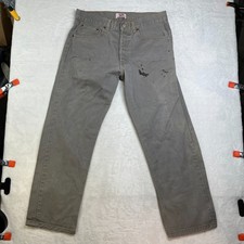 VTG Levi's 501 Original Fit Straight Jeans Gray Denim Button Fly USA Made 34X30
