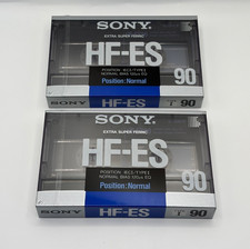 2 X SONY HF-ES 90 blank cassette tape High end super ferric RARE Type I