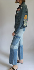 GAP Patchwork Distressed Denim Trucker Jacket, XS, Barely Worn