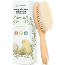 Wooden Baby Hair Brush - Cradle Cap Baby Brush with Soft Goat Bristles, Perfect