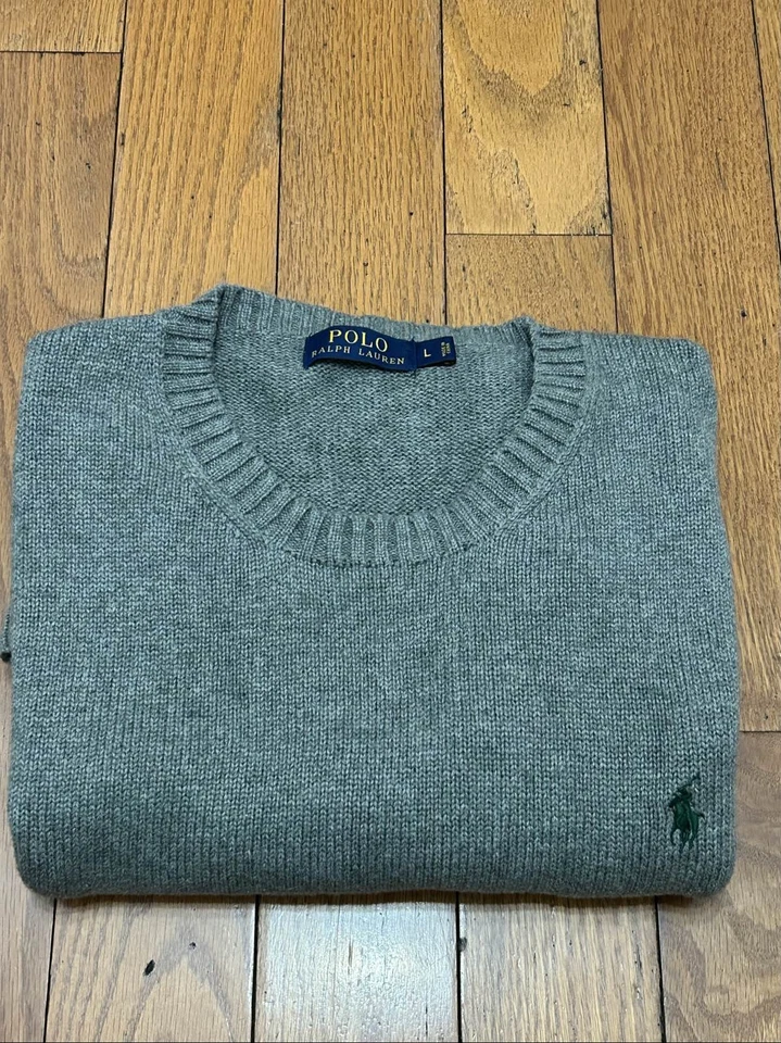 Pulôver de malha Ralph Lauren masculino G cinza algodão gola redonda - Imagem 4 de 4