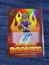 2024 Panini Donruss J.J. McCarthy Red Hot Rookies RC #/25 Auto Vikings