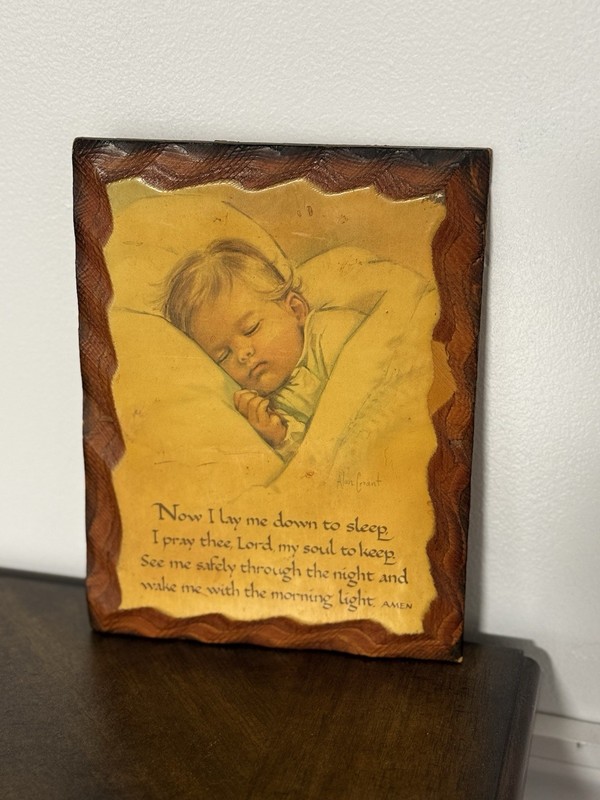 Vintage 1960’s Now I Lay Me Down To Sleep Wooden Plaque