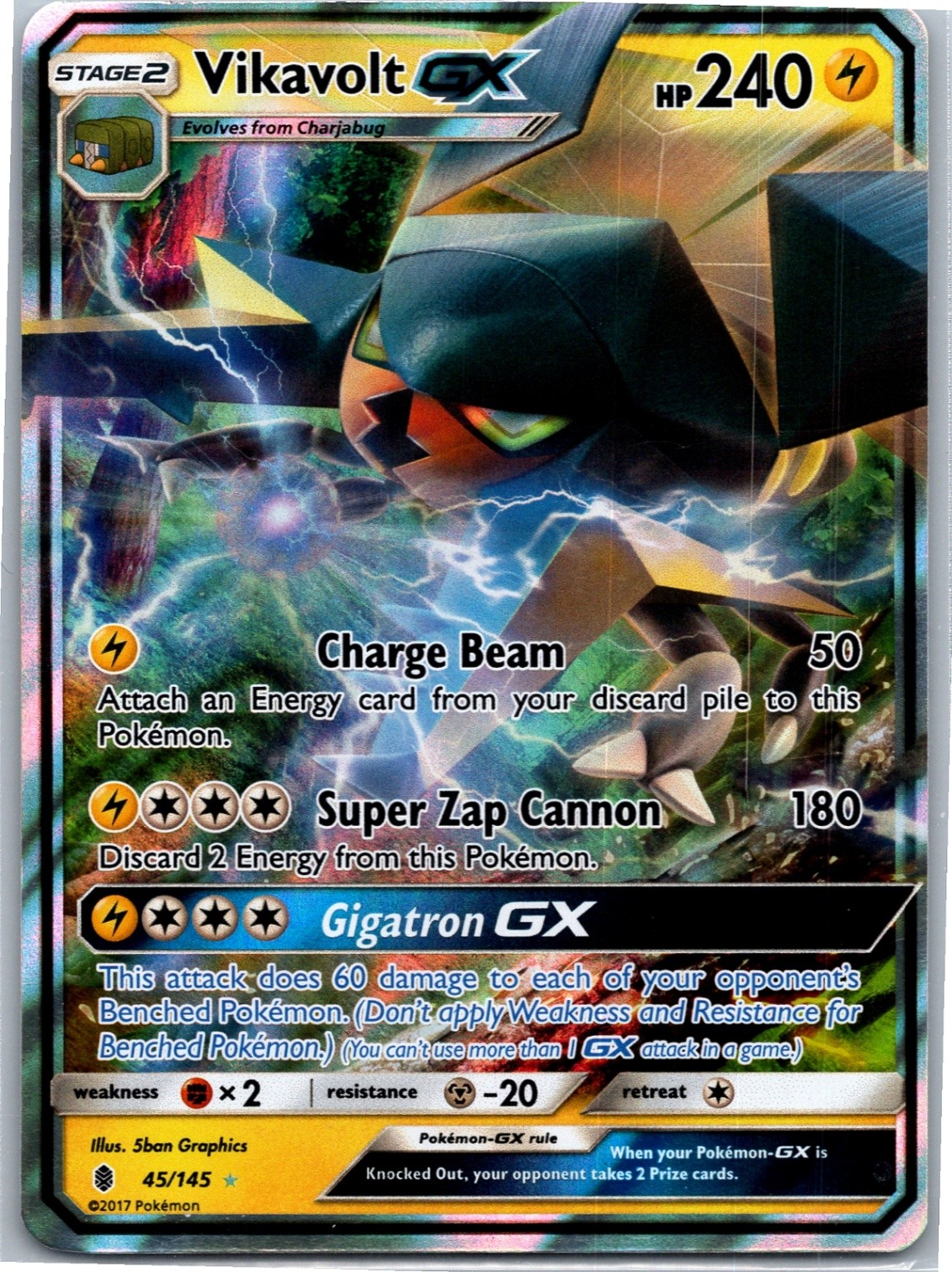 Pokemon 2017 Vikavolt GX Ultra Rare Holofoil - Guardians Rising SM02 45/145 NM