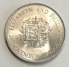 1972 SILVER WEDDING CROWN. ELIZABETH II. GREAT BRITAIN CROWN COIN