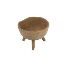 Boho Terracotta Footed Planter with Organic Edge, Matte Taupe