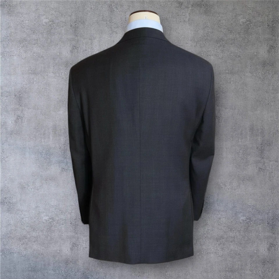 ZANETTI Chaqueta de traje de 2 piezas para hombre 48L Pantalón 40Wx30L LANA Gris Ventana Foto 3 de 4