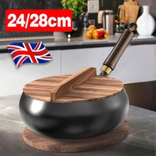 Cast Iron Woks Hand-Forged Wok Pan Non Stick with Anti-Scalding Handle 9.45 in U