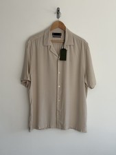 Allsaints Beige Shirt Venice Short Sleeve Ramskull Mens Large Relaxed New