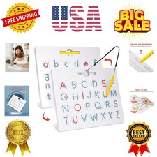 Double Sided Magnetic Letter Board - 2 in 1 Alphabet Magnets Tracing Board fo...