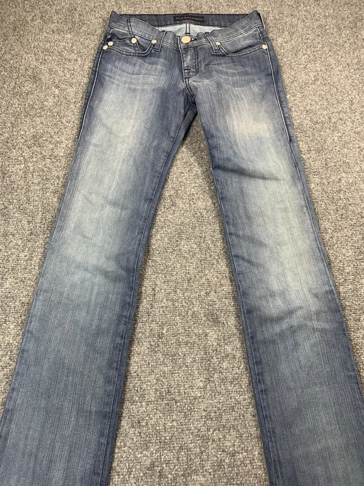 Pantalones de mezclilla ajustados Rock & Republic para mujer 24x32 azul Brie pierna recta Foto 3 de 4