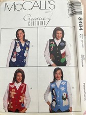 McCall's pattern 8484 misses lined vests with Christmas themes size 24, 26 uncut