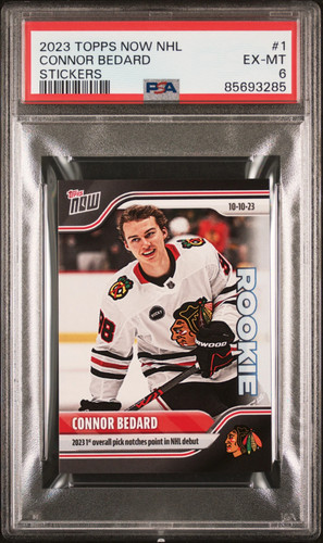 2023 Topps Now NHL Stickers Connor Bedard Rookie #1 PSA 6 Chicago Blackhawks