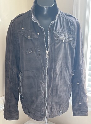VTG F.U.S.A.I. Jacket Ments Grunge Flannel Brown Y2K Full Zip Snap Sz XL . Flaw