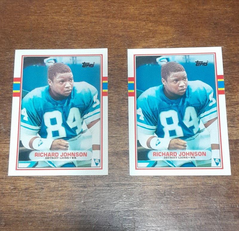 Topps 1989 Richard Johnson Detroit Lions NFL Card Lot - 2 Cards
