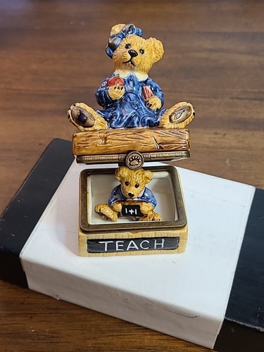 Boyds Bears Ceramic Teacher Bear Trinket Box w/Hidden Student Bear - Picture 16 of 16