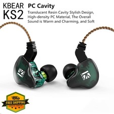 KBEAR KS2 Black IEM Earphones Hybrid 1BA 1DD Wired HiFi w/Mic