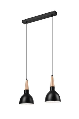Hängeleuchte Pendelleuchte Schwarz Metall Holz Skandinavisch Hängelampe B-Ware - Bild 1 von 4