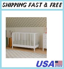 Sammy Scallop 4-in-1 Convertible Baby Crib, White GREENGUARD Gold Certified