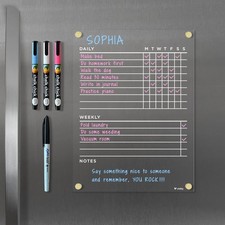 Magnetic Acrylic Chore Chart for Fridge 9 x 12 , Clear Wet Erase Refrigerato...