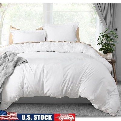 Microfiber Duvet Cover Set Queen Zipper Closure 2 Pillow Shams Wrinkle Free New