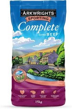 Arkwrights Sporting Dry Dog Food with Extra Beef 15kg - Complete Nutrition for W 1.41 per kilo