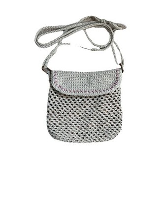The Sak Boho-Style Crochet Mini Crossbody Purse Bag Cream,