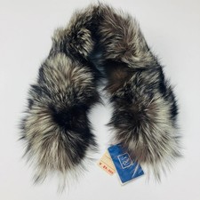 SAGA FOX Silver Fox Fur Shawl 102cm Natural Color Real Fur