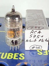 RCA 5751 ECC83 12AX7 Command Short Black Plate O-Getter Tested Good Tube
