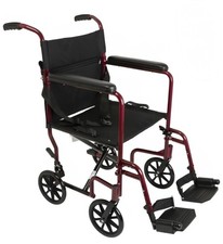 Wave Medical - Premium Steel Transport Chair with Leg Rests - New Open Box 