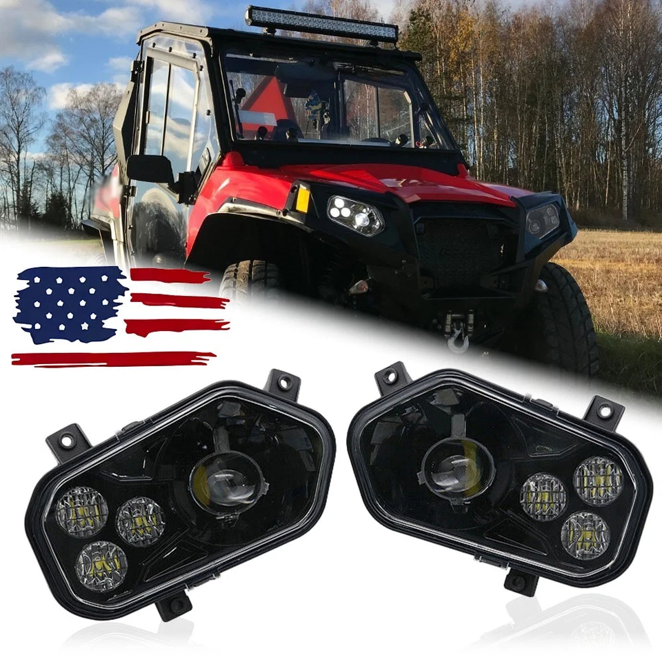 LED Headlight Hi/Low Beam For Polaris RZR XP 900 2011-14 / RZR 800 07-14 UTV ATV - Image 2 of 4